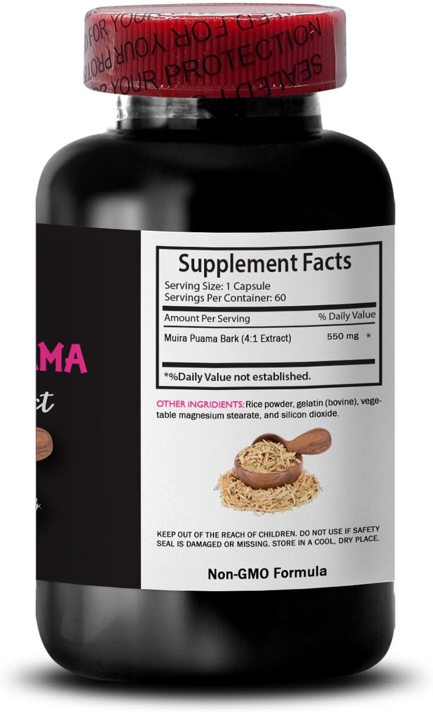 Natural Endurance Lift - Muira PUAMA BARK Extract - Active Mindset Support, Energizing Routine, Balanced Boost Blend, Plant Synergy Energy, Energy Optimizer, Botanical Power Source 1 Bottle 60 Caps 5