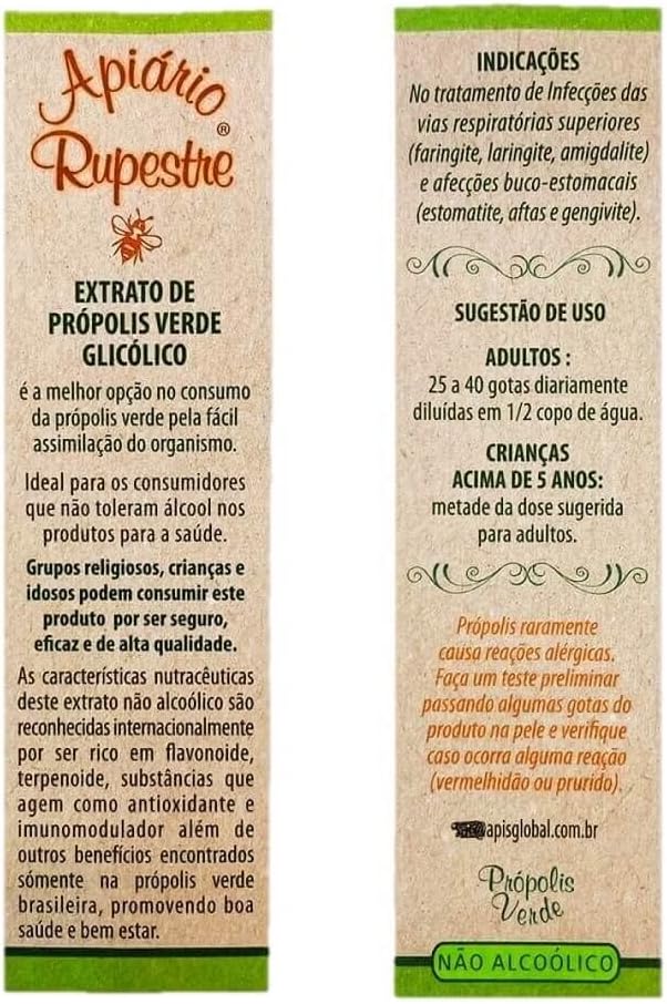 Apiario Rupestre Brazilian Green Bee Propolis Extract Non Alcoholic (30 ml) 6