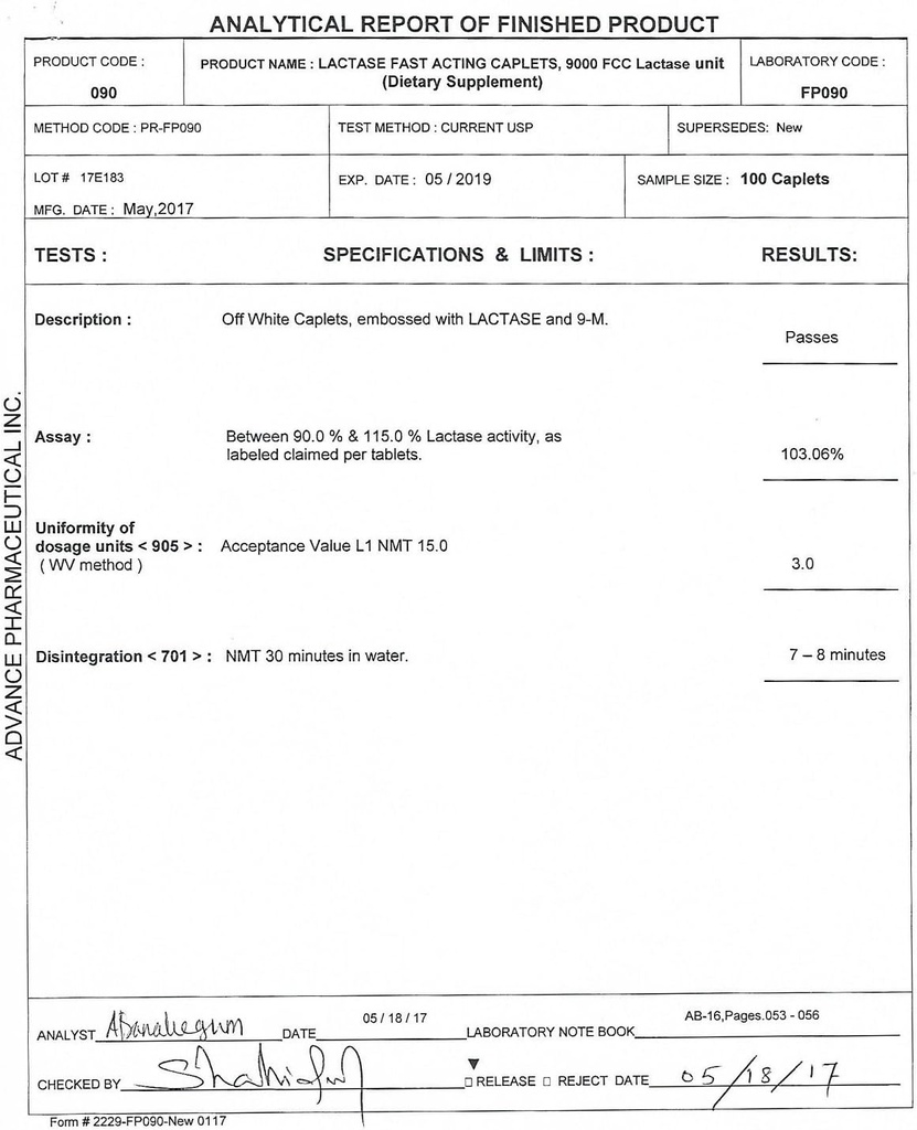 Fast Acting Lactase 540 Caplets Generic Lactase Fast Act 9000 FCC Units per Caplet 6