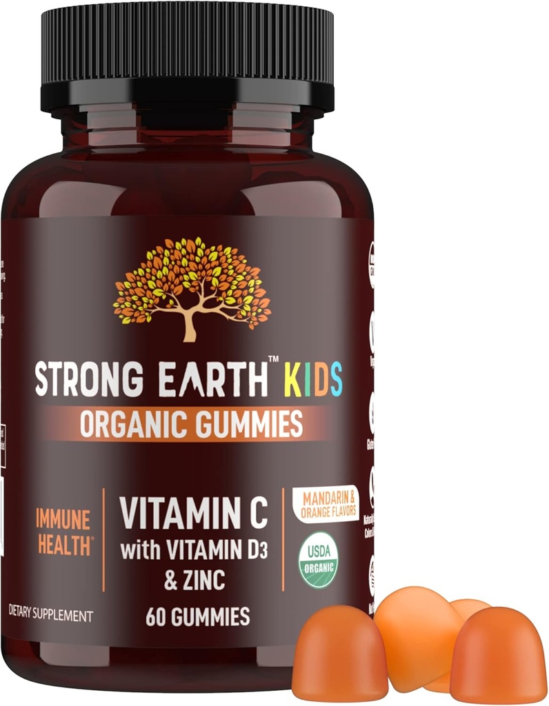 YUM-V'S Kids Strong Earth - Organic Immune Health Gummies with Vitamin C, Vitamin D3 Plus Zinc - Immune System Boost Zinc, Vitamin C, Vitamin D Gummies - Gummy Multivitamin (60 Count) 2