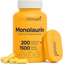 LongLifeNutri Monolaurin 1500mg - Potent Glycerol from Coconut, 200 Vegetarian Capsules, Organic Supplement for Gut Balance & Natural Defense, 100-Day Supply, GMP Certified, Made in USA 2
