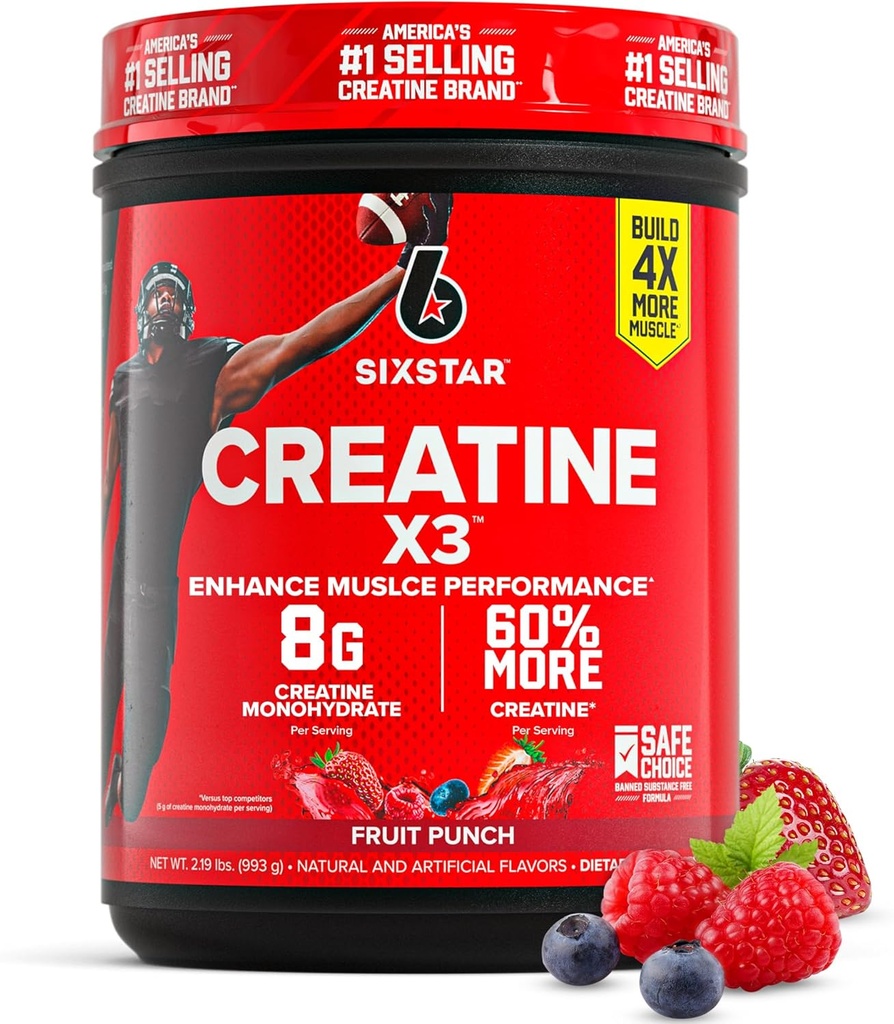 Six Star Creatine Monohydrate Powder, X3 (ICY Snow Cone) - Flavored Creatine HCl Powder Monohydrate Supplement for Muscle Building & Performance - Post Workout Supplement for Men & Women - 30 Servings 2