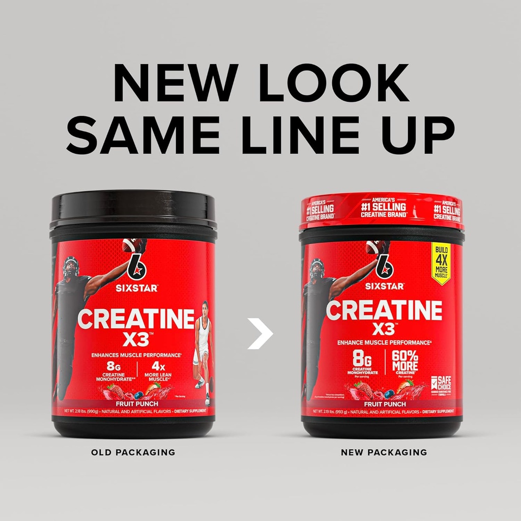 Six Star Creatine Monohydrate Powder, X3 (ICY Snow Cone) - Flavored Creatine HCl Powder Monohydrate Supplement for Muscle Building & Performance - Post Workout Supplement for Men & Women - 30 Servings 3