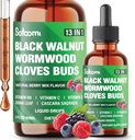 Satoomi 13in1 Black Walnut Liquid Drops with Wormwood, Cloves, Vitamin B6, Vitamin C, Vitamin D, Senna, Cascara Sagrada and 5 More - 2 Fl Oz for 60 Days - Berry Mix Flavor 2