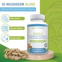 Daily Health 10 Mushroom Blend Complex 60 Capsules Cordyceps, Reishi, Shiitake, Lions Mane, Maitake, Turkey Tail, Chaga, Agaricus, White Button, Black Fungus, Vegan Friendly (1 Month Supply) 4