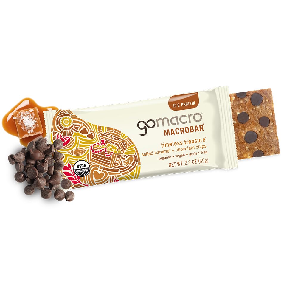 GoMacro MacroBar Organic Vegan Protein Bars - Salted Caramel + Chocolate Chips (2.3 Ounce Bars, 12 Count) 4