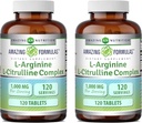 Amazing Formulas L-Arginine/L-Citrulline Complex 1000mg Tablets Supplement | Non-GMO | Gluten Free | Made in USA (120 Count | 2 Pack) 2