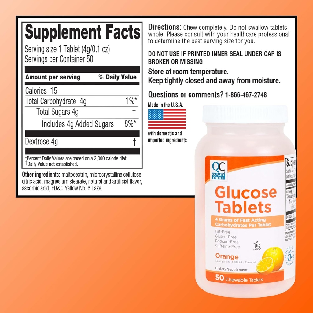 Quality Choice Fast Acting Glucose Tablets Orange Flavor 50 Tablets… 4