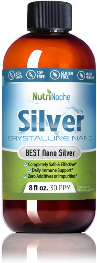 NutriNoche Colloidal Silver Liquid - Premium Silver for Immune Support - Organic Plata Coloidal para Tomar - 99.99% Ultra Pure Nano Particles for Optimal Absorption - 30 ppm 8 oz 2
