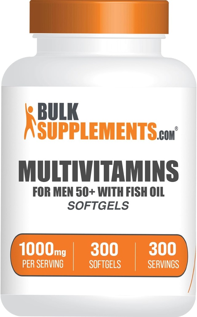 BulkSupplements.com Multivitamin for Men 50 Plus Softgels - Men's Daily Vitamins, Multimineral Supplement - Complete Multivitamin with Fish Oil - 1 Softgel per Serving, 300 Count (Pack of 1) 2