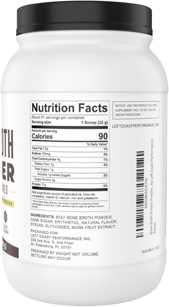 32oz Vanilla Bone Broth Protein Powder From Grass Fed Beef - Non-GMO Ingredients, Gut-Friendly, Low Carb Dairy Free Protein Powder - Natural Collagen Source For Joint Support - Keto Friendly 3
