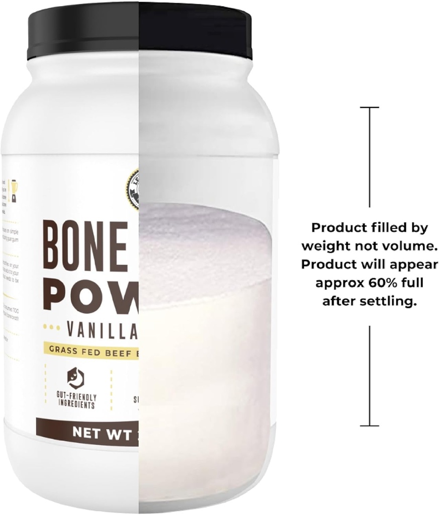 32oz Vanilla Bone Broth Protein Powder From Grass Fed Beef - Non-GMO Ingredients, Gut-Friendly, Low Carb Dairy Free Protein Powder - Natural Collagen Source For Joint Support - Keto Friendly 5