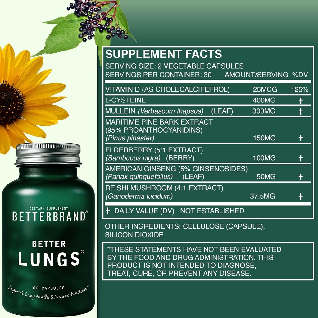 Betterbrand Better Lungs & Mushrooms Bundle - Daily Respiratory Health Supplement & Mushroom Gummies to Support Gut Health Bundle 5