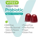 Viteey Probiotic Gummies for Women, Men & Teens, 2 Billion CFUs - Sugar Free - Immune Booster, Digestive Support, Gut Health - Vegan, Gelatin Free, GMO Free - Tasty Chewable Raspberry Flavored Gummy 6