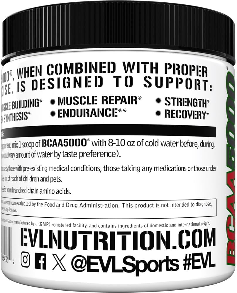 Evlution EVL BCAAs Amino Acids Powder - BCAA Powder Post Workout Recovery Drink and Stim Free Pre Workout Energy - 5g Branched Chain Amino Acids Supplement for Men - Cherry Limeade 5