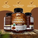 NutriFlair Organic Ceylon Cinnamon (100% Certified Organic Ceylon Cinnamon) 1200mg per Serving, 180 Capsules - Joints, Inflammatory, Antioxidant 6