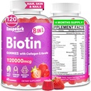 Biotin Gummies for Women and Men, 8 in 1 Organic Formula, Max Strength Biotin and Collagen Gummies with Keratin, Folic Acid & Vitamins, for Hair Growth, Skin and Nails Supplement, Sugar Free,120 Count 2
