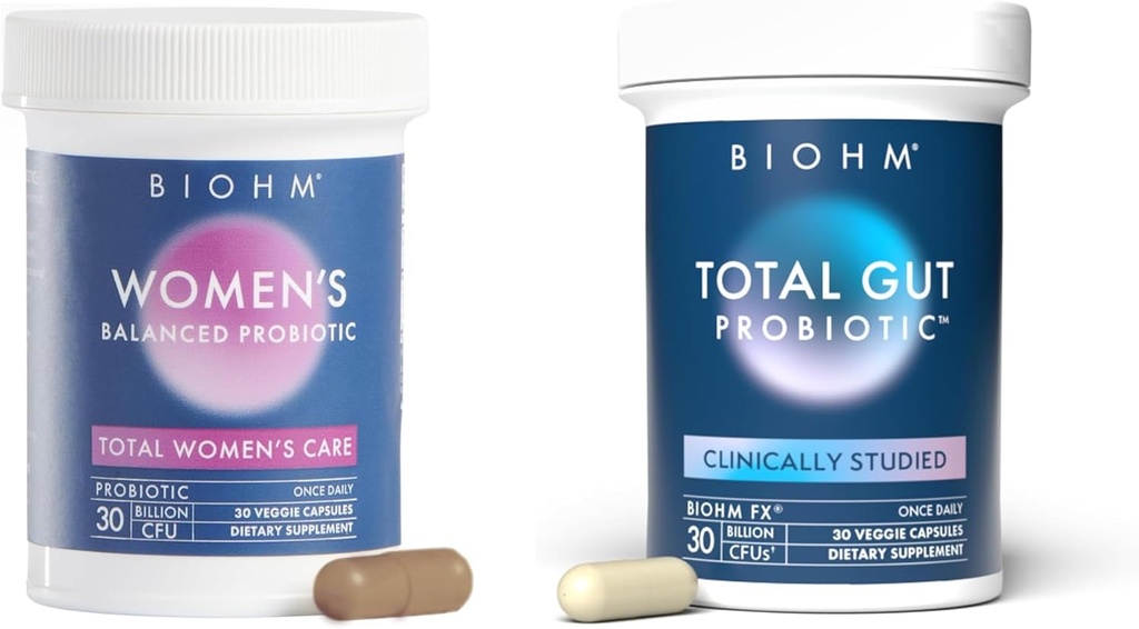 BIOHM Total Probiotic and Gut-Brain Connection Bundle, 30 Billion CFU Daily Probiotic with Good Bacteria, Fungi, Support Memory, Concentration, Focus, and Balanced Gut, 30 Servings Each 2