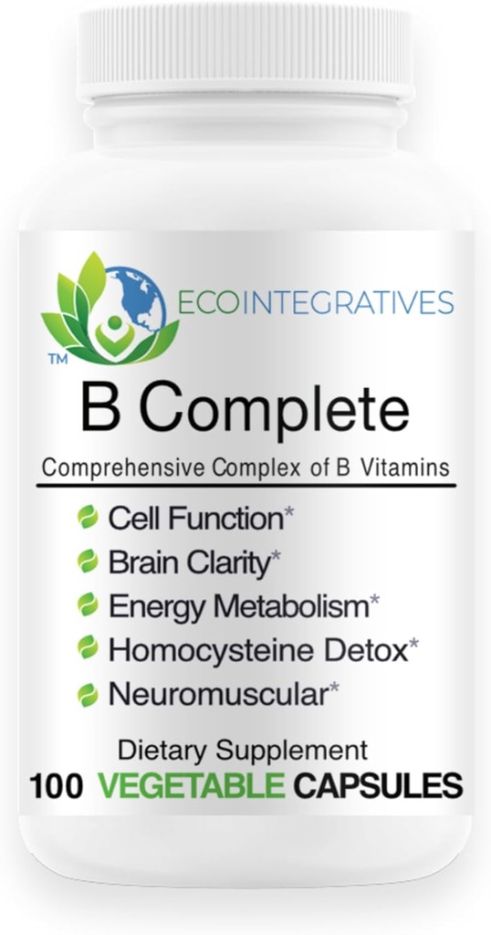 B Complete with Folate, All Vitamins B1, B2, B3, B5, B6, B7, B9, B12, and Choline Bitartrate for Energy, Brain Clarity, Neuro, Metabolism 100 Vegan Capsules 2