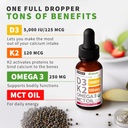 (4 Pack) Organic Vitamin D3 K2 Drops with MCT Oil Omega 3, 5000 IU - Maximum Strength Vitamin D Liquid, No Fillers, Non-GMO Liquid D3 for Faster Absorption and Immune Support (Strawberry, 4 Fl Oz) 4