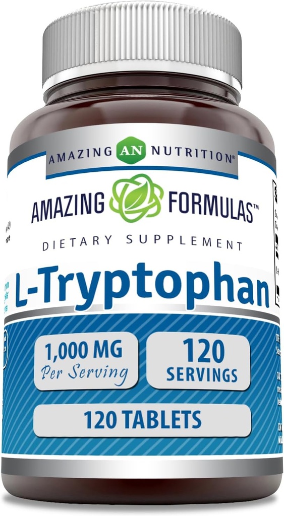 Amazing Formulas L-Tryptophan 1000mg Tablets Supplement | Non-GMO | Gluten Free | Made in USA (60 Count | 2 Pack) 5