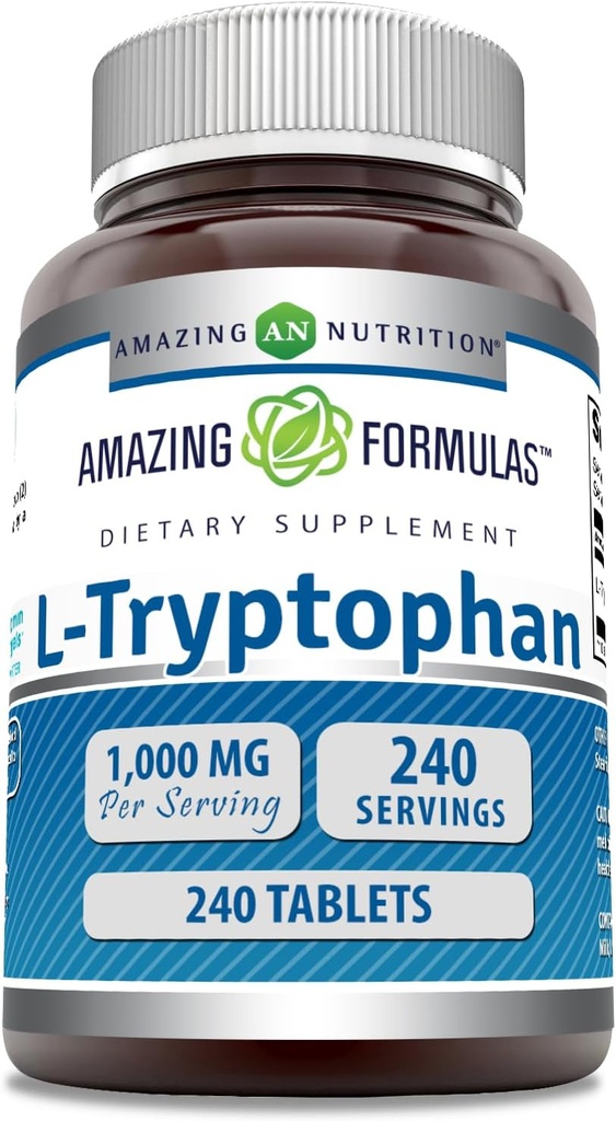 Amazing Formulas L-Tryptophan 1000mg Tablets Supplement | Non-GMO | Gluten Free | Made in USA (60 Count | 2 Pack) 6
