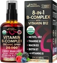 USDA Organic Vitamin B-Complex Liquid Spray 8-in-1 - B5 Pantothenic Acid | B12 Methylcobalamin | B1 Thiamine | B6 Pyridoxine | B7 Biotin | B9 Folic | B3 Niacinamide - Made in USA Supplement, 2fl oz 2