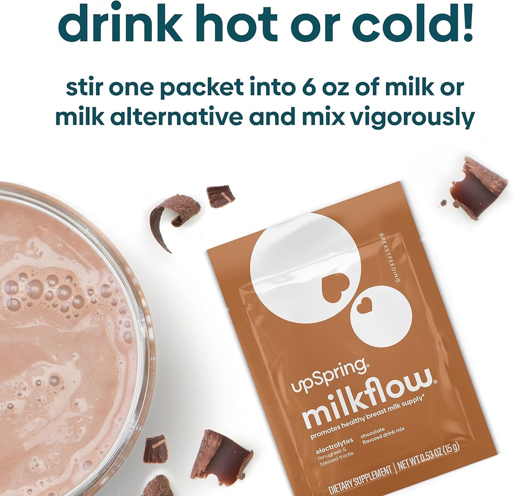 Upspring Milkflow Electrolyte Breastfeeding Supplement Drink Mix with Fenugreek 16 Count Chocolate and 16 Count Berry Flavor Bundle,Lactation Supplement to Promote Healthy Breast Milk Supply & Restore 6