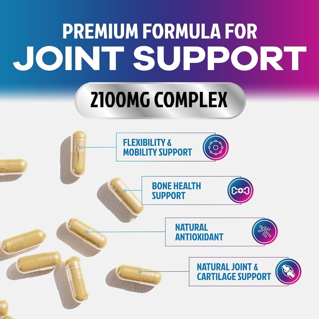 Glucosamine Chondroitin 2100mg - 3X Strength Joint Support Supplement with MSM, Glucosamine Sulfate, Turmeric, Boswellia, Quercetin for Cartilage, Flexibility & Mobility, Bottled in USA, 180 Capsules 6