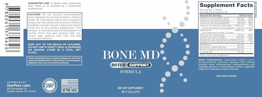 Bone MD Osteo Strength Ultimate Health Support | Supplement for Women and Men | Promote Density 90 Tablets 6