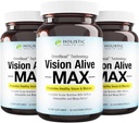 Holistic Health Labs Vision Alive Max with 8 Natural Ingredients Lutemax® 2020, Bilberries, Blueberries, c3g from Black Currant, Maqui Berry, Saffron, and Astaxanthin (30 Count (Pack of 3)) 2