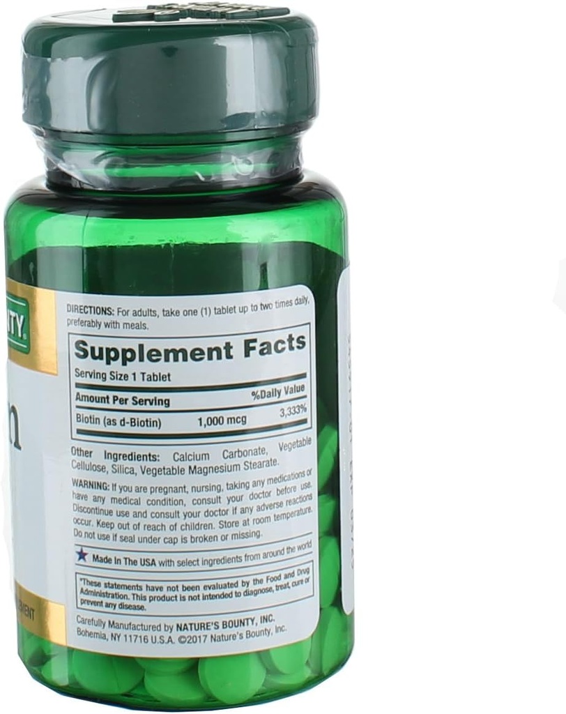 Nature's Bounty Biotin 1000 mcg Vitamin Supplement Tablets 100 ea (Pack of 2) 4