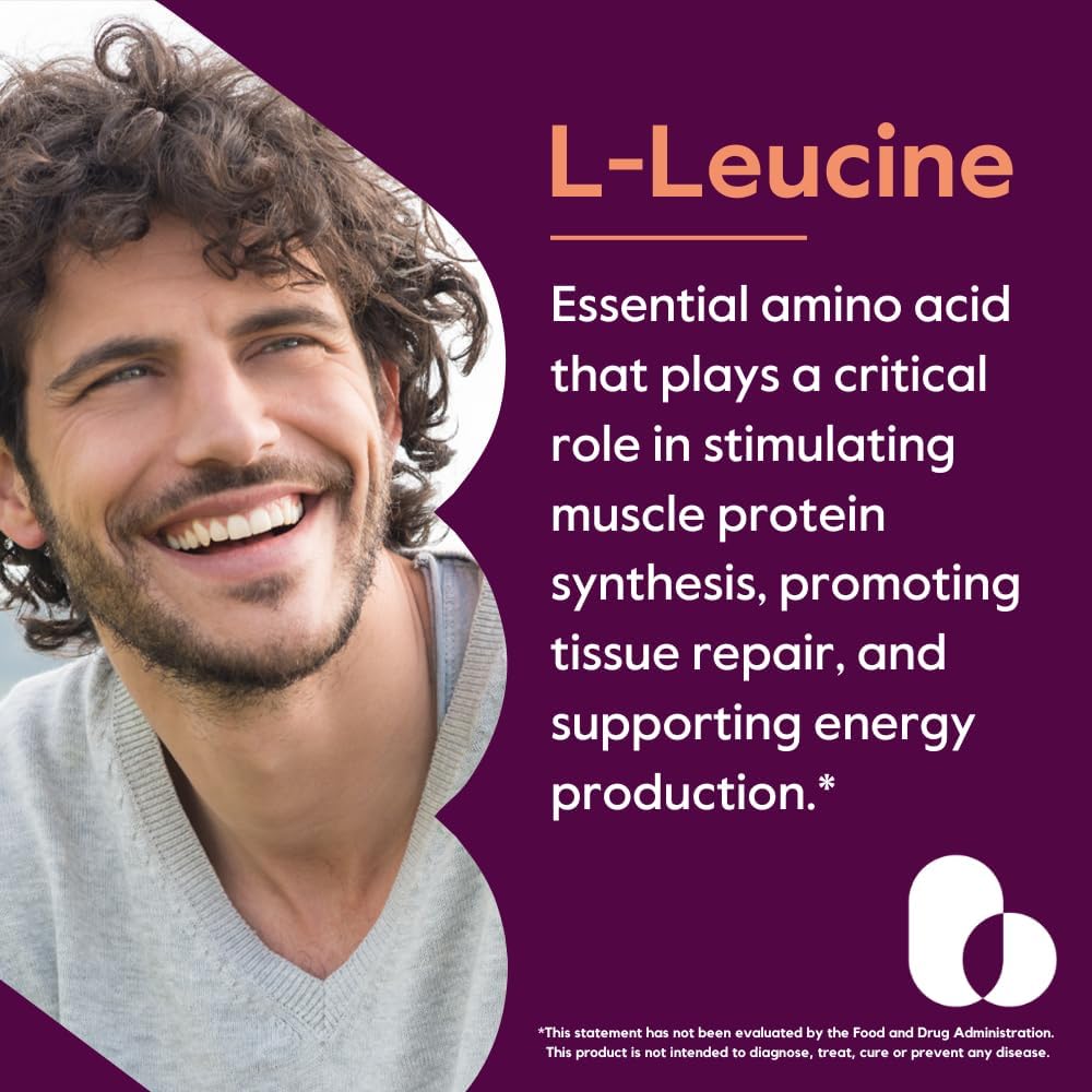 BESTVITE Filler-Free L-Leucine 500mg per Capsule (480 Vegetarian Capsules) (240x2) – No Stearates, No Fillers – Vegan, Non-GMO, Gluten-Free Leucine Supplement – Essential Amino Acid Supplement 3