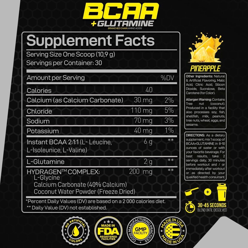 Forzagen BCAAS Amino Acids Powder with Glutamine BCAA Powder, Branched Chain Amino Acids Supplements Powder, BCAA Lean Energy Pre Workout - Post Workout Muscle Recovery Powder, 30 Servings 3