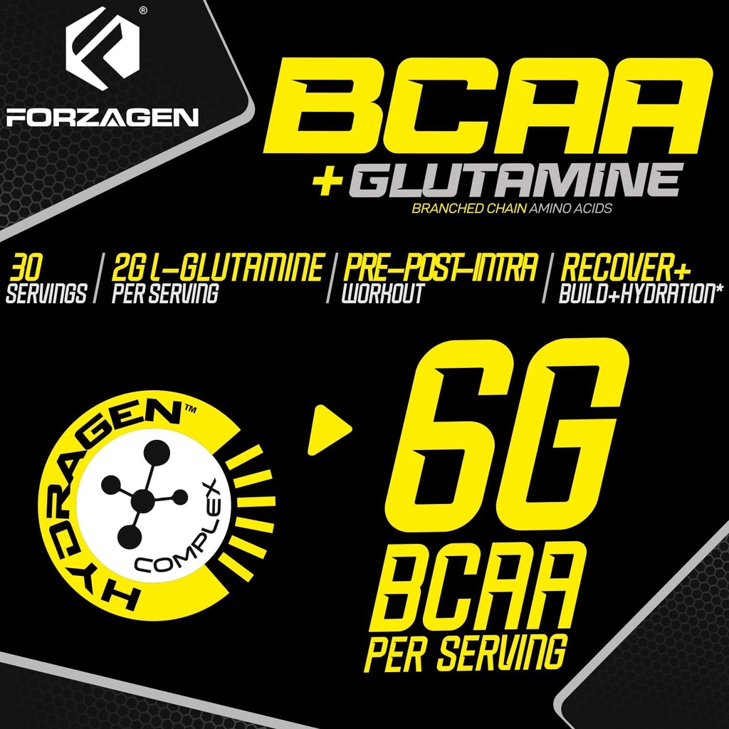 Forzagen BCAAS Amino Acids Powder with Glutamine BCAA Powder, Branched Chain Amino Acids Supplements Powder, BCAA Lean Energy Pre Workout - Post Workout Muscle Recovery Powder, 30 Servings 6