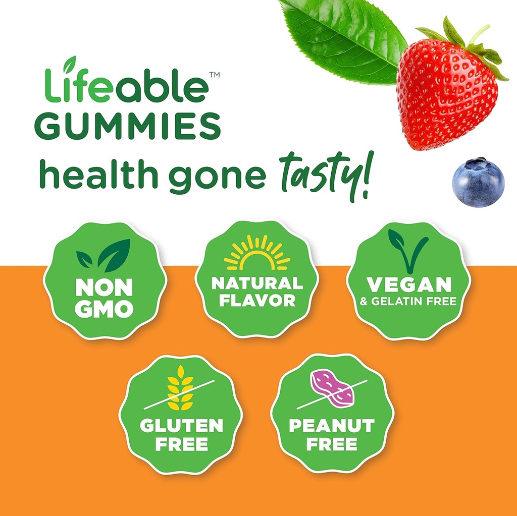 Lifeable Glucose Gummies - Great Tasting Natural Flavor Gummy - Gluten Free GMO-Free Chewable - for Adults and Kids - 90 Gummies 4