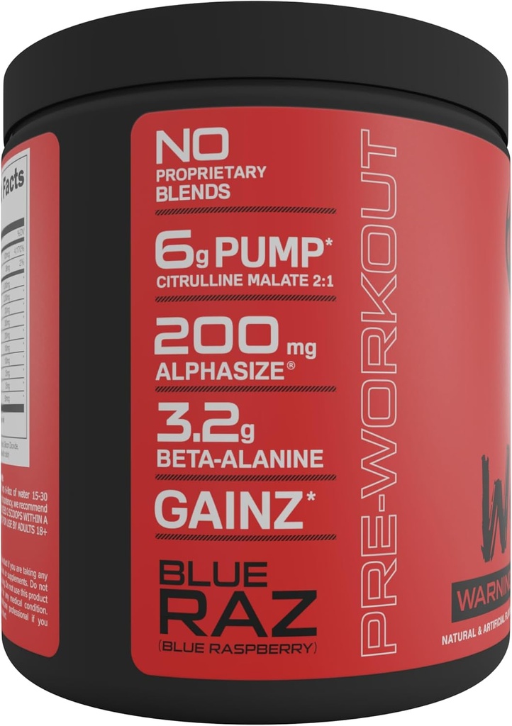 Bucked Up - Woke - HIGH STIM Pre Workout - Best Tasting - Focus Nootropic, Pump, Strength, 30 Servings (Blue Raspberry) 4