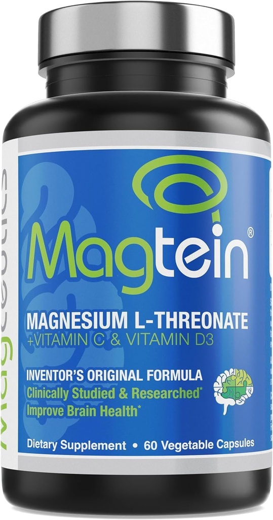 Magtein - Magnesium L-Threonate Supplement, Memory, Focus, Sleep & Brain Health Formula for Men & Women, Cognitive Support for Adults, Clinically Researched - 60 Veg Capsules 2