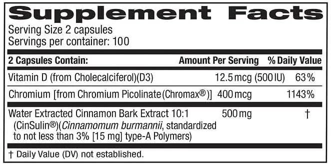 OProCyn Tru Nature Cinsulin Advanced Strength Cinnamon Extract 500mg, 200 Vegetarian Capsules 4
