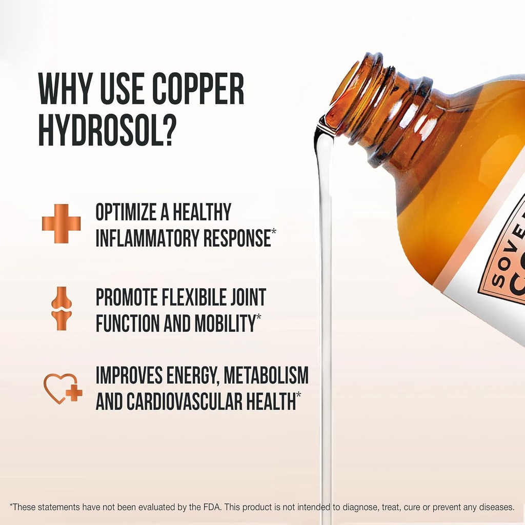 Sovereign Pro-Strength Bio-Active Copper Hydrosol - Bioavailable Copper Liquid Supplement for Adults & Kids with Silver Hydrosol for Hair, Skin, & Nails, 30ppm - 2 fl oz (59mL) 5