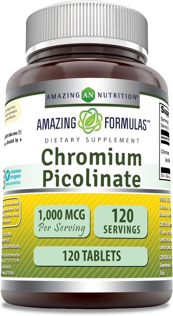 Amazing Formulas Chromium Picolinate | 1000 Mcg Tablets Supplement | Non-GMO | Gluten Free | Made in USA (3 Pack, 120 Count) 3