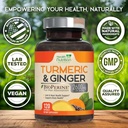 Turmeric Curcumin Supplement 2600mg - with Organic Ginger & Turmeric, 95% Curcuminoids, BioPerine Black Pepper for Best Absorption, Nature's Vegan Joint Support, Non-GMO, Bottled in USA - 120 Capsules 5