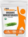 BulkSupplements.com Organic Wheatgrass Powder - Organic Super Greens Powder, Superfoods Supplement - Vegan & Gluten Free, 1.5g per Serving, 250g (8.8 oz) (Pack of 1) 2