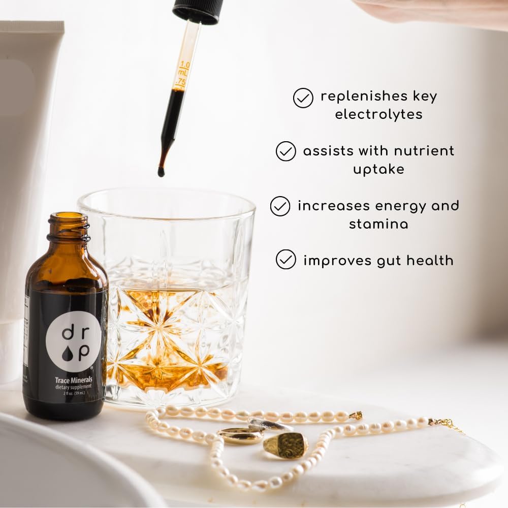 Drop Supplements Organic Trace Mineral Drops, Elderberry Drops and Vitamin D3+K2 Drops Bundle 6