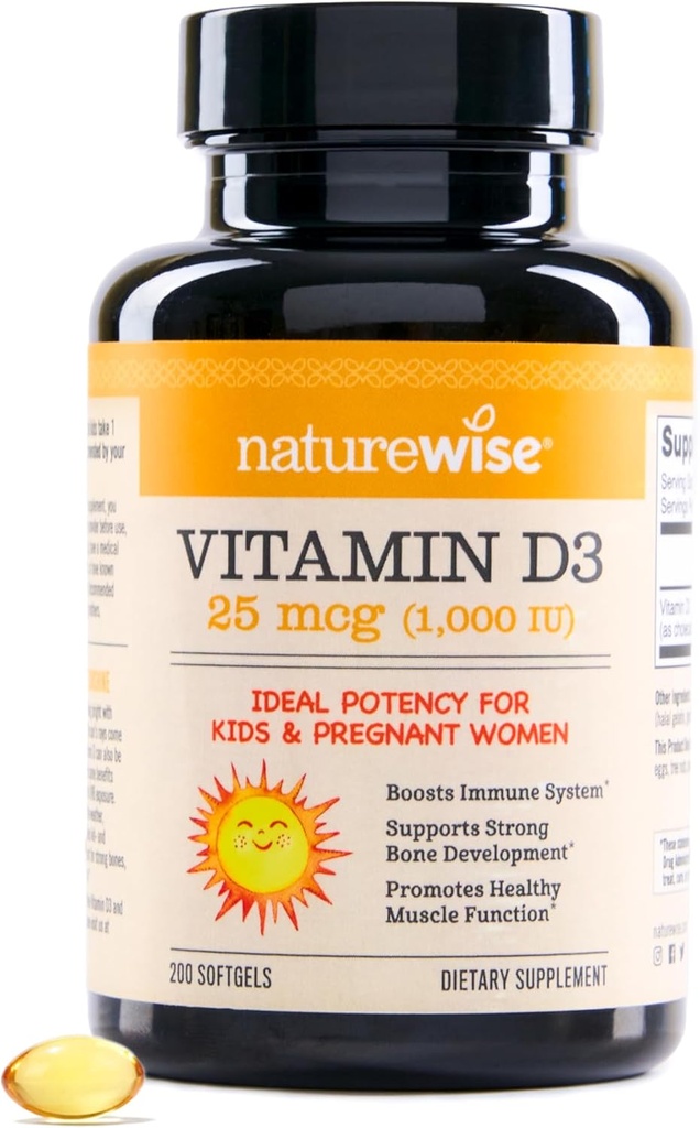 NatureWise Vitamin D3 1000iu (25 mcg) 200-Day Supply for Immune Support, Healthy Muscle Function, and Bone Health - Non-GMO, Gluten Free in Organic Extra Virgin Olive Oil, (Mini Softgel), 200 Count 2