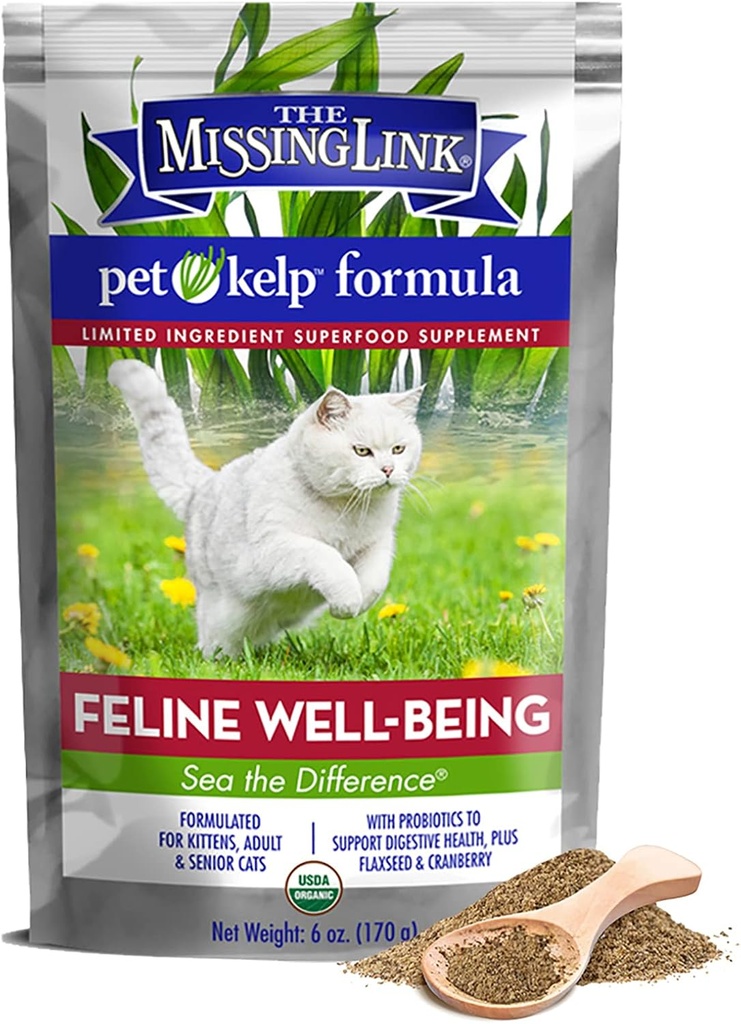 The Missing Link Pet Kelp Feline Well-Being 6oz Superfood Powdered Supplement, Organic & Limited Ingredient Formula for Digestive & Overall Health of Cats 2