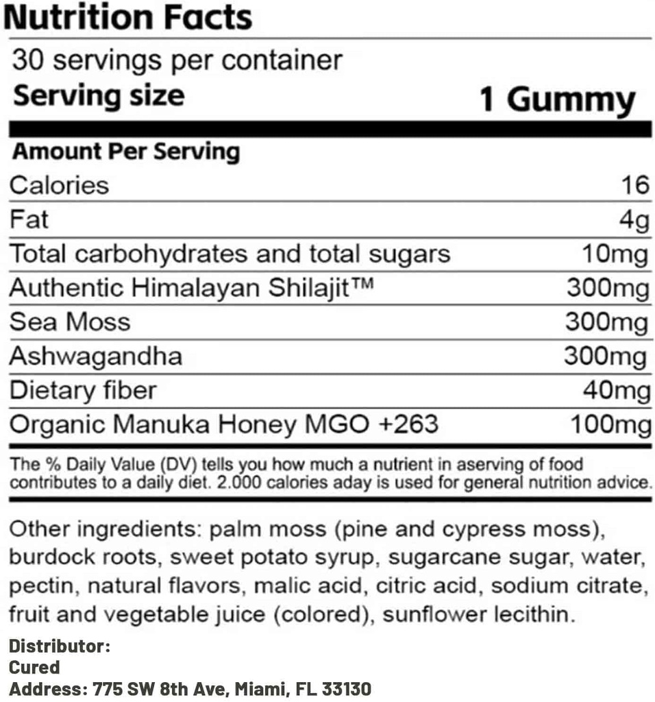 Cured 3 in 1 Gummies, 3 in 1 Shilajit Gummies for Men, Shilajit Gummies for Men, Pure Shilajit Gummies for Men, 30 Day Supply Per Bottle 3