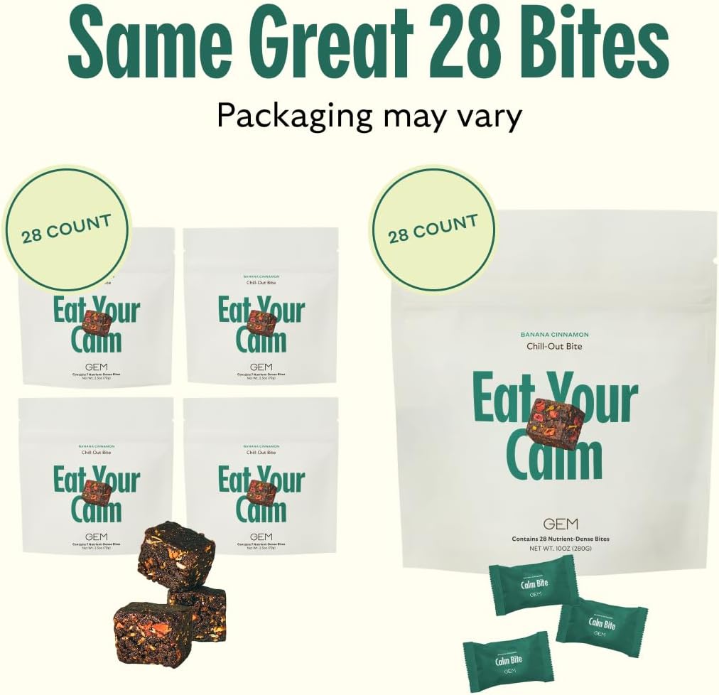 GEM Chill-Out Calm Bite | Supports Calm Mind & Clarity | Magnesium L-Threonate, Golden Chlorella, Lemon Balm | Holistic Non-Habit Forming | Gluten Free, Soy Free, Banana Cinnamon, 28 Servings 3