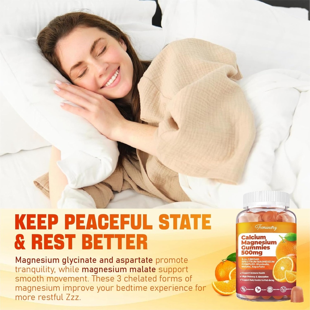 Calcium Magnesium Supplement Gummies for Adults: Calcium Citrate 600 mg with Vitamin D3 & K2 for Women Men - Supports B0ne Strength, Better Zzz, Muscles, Energy & Immune (120 Count) 5