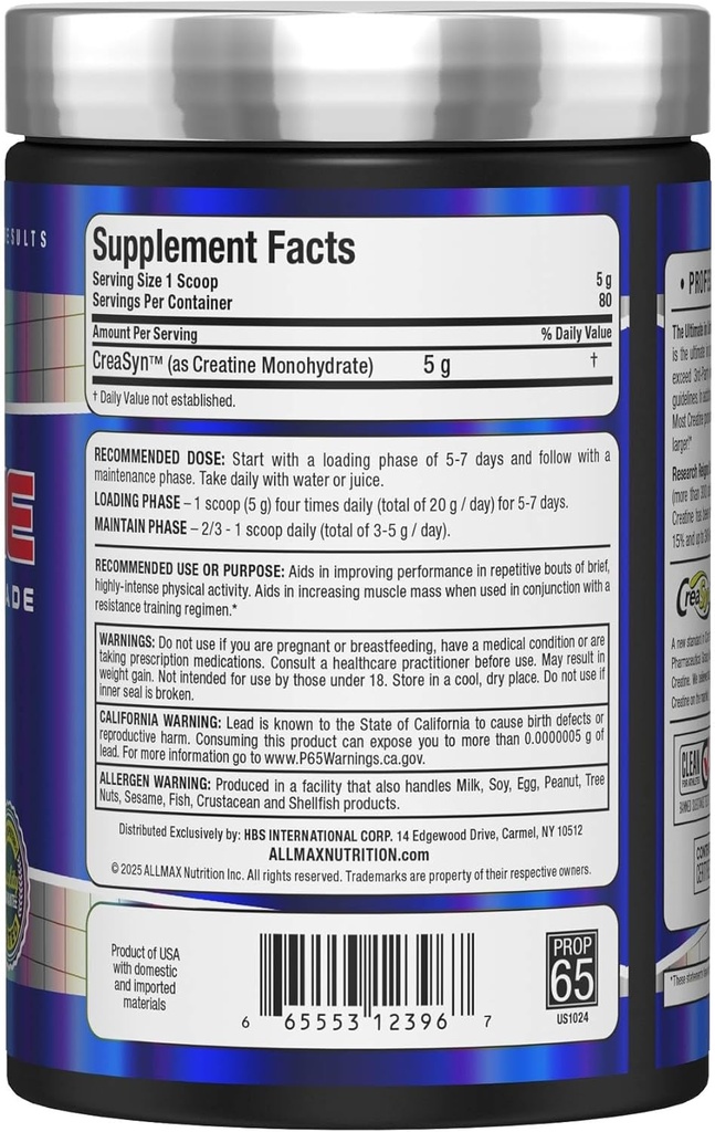ALLMAX Nutrition - Creatine Monohydrate, Micronized Creatine Powder for Strength and Muscle Recovery, Gluten Free & Fast Absorbing 400g 4